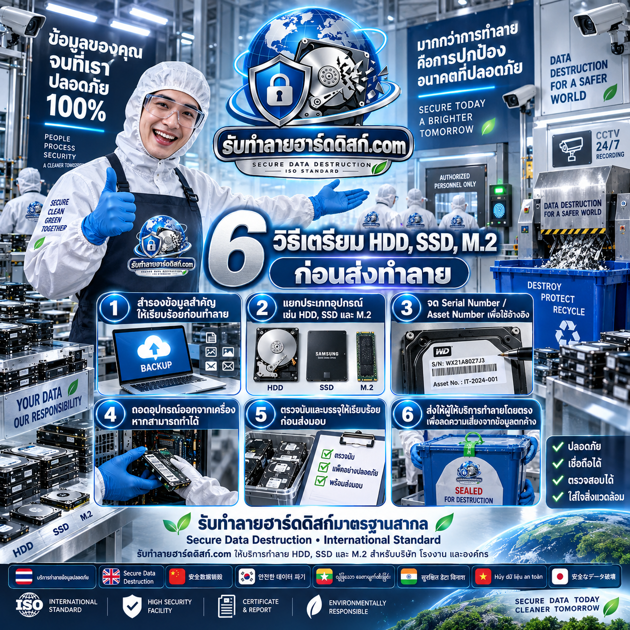อินโฟกราฟิกการเตรียม HDD SSD และ M.2 ก่อนส่งทำลาย