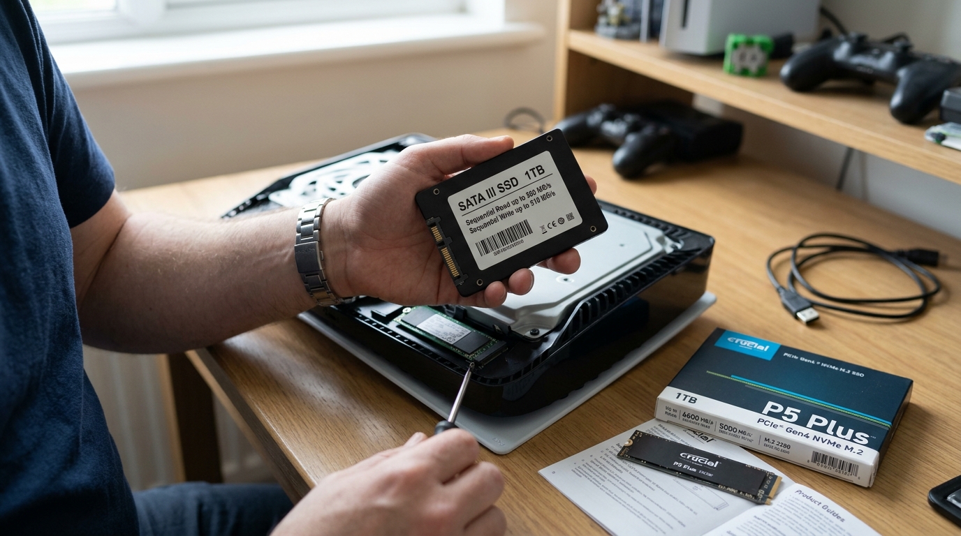 การติดตั้ง SSD ชนิด M.2 NVMe พร้อมแผ่นระบายความร้อนลงในช่องขยายความจุของเครื่องเล่นเกมคอนโซล