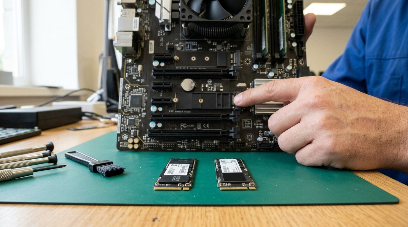 เปรียบเทียบขั้วต่อ M.2 SSD แบบ B-Key และ M-Key บนแผงวงจรเมนบอร์ด
